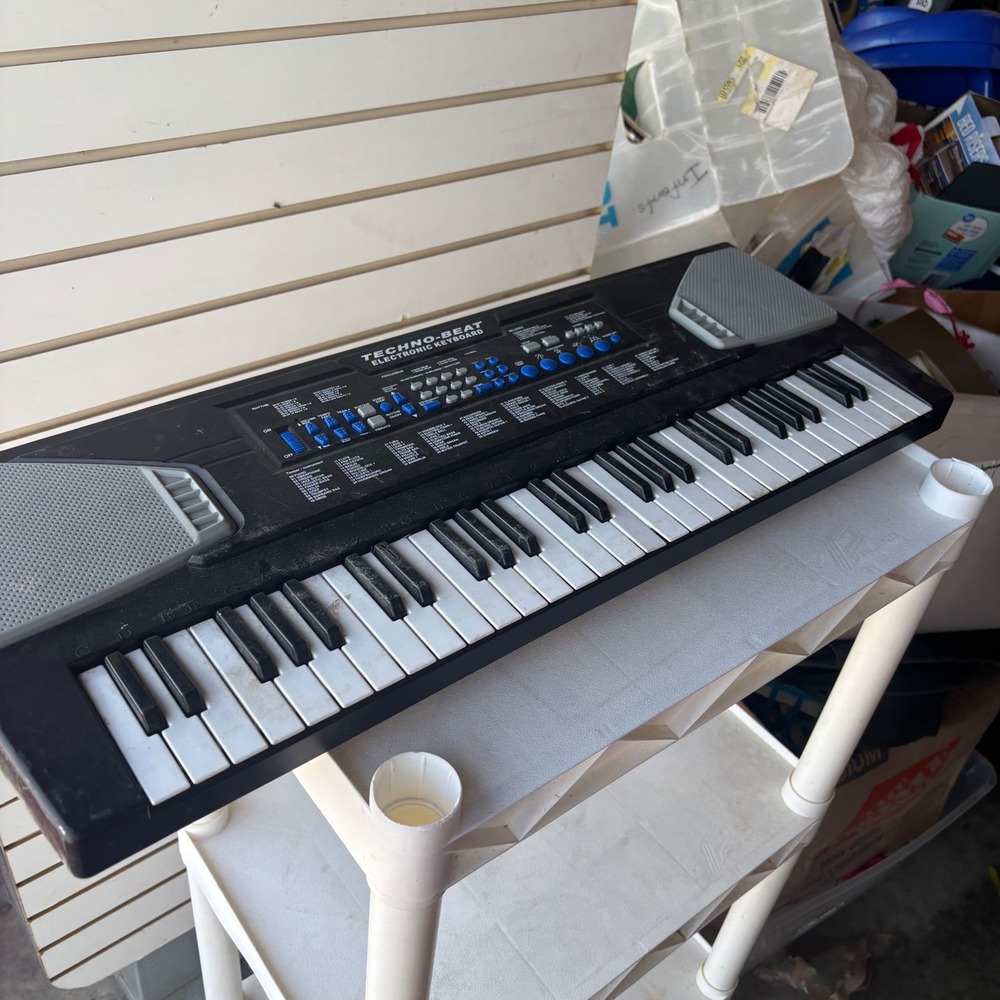 Techno-Beat Electronic Keyboard 49 Key Digital Piano Black Portable Synthesizer